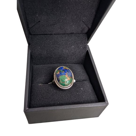 Chrysocolla Statement Ring | 925 Sterling Silver | Size 7 - Picture 2 of 3